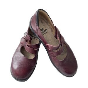 FINN COMFORT Burgundy Leather Double Strap Mary Jane Comfort Shoe NO INSERT